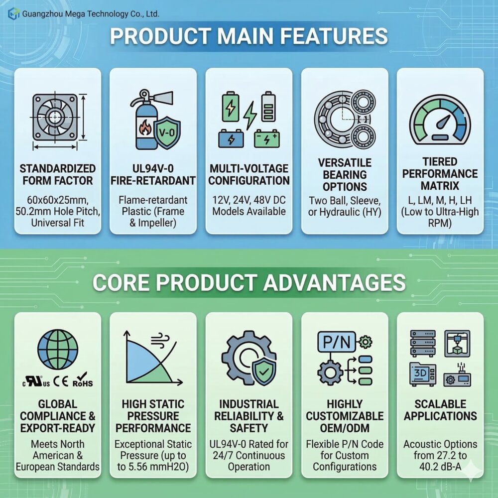 6025 DC Fan Main Features & Advantages